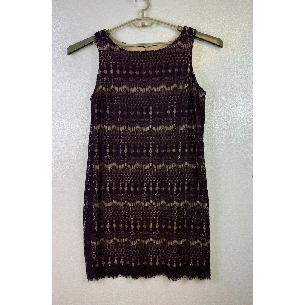 RN STUDIO Ronnie Nicole Dress Sz 16 Purple Lace Lined Sheath Party Cocktail‎